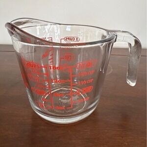 Vintage Anchor Hocking Glass Measuring Cup 2 Cup Red Markings